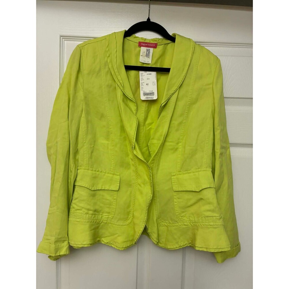 Apriori Lime Green Blazer Jacket Wonen US 12‎ Linen Blend NWT Casual Career